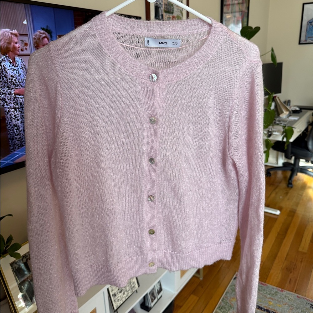 Mango Pink Cardigan Sweater Soft Knit